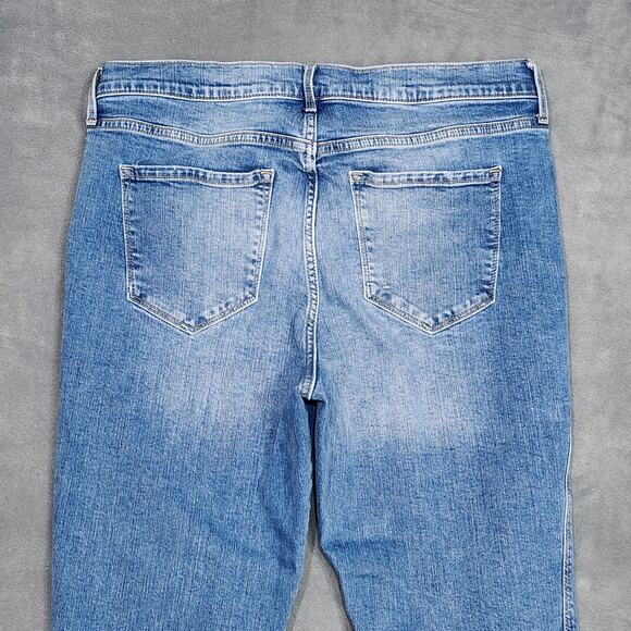 Old Navy Flare Ankle Jeans High Rise Size 14 Medium Wash Raw Hem Stretchy - Picture 6 of 10